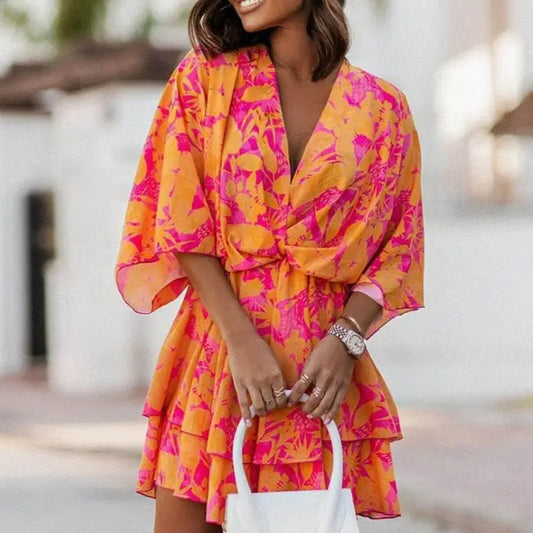 Robe Forme Chauve-Souris Fleurie | Dame Fleur