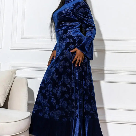 Robe Grande Taille Fleurie Bleue | Dame Fleur