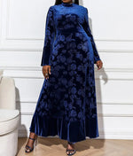 Robe Grande Taille Fleurie Bleue - Vignette | Dame Fleur