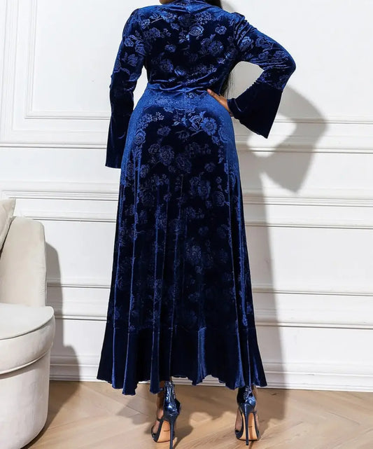 Robe Grande Taille Fleurie Bleue | Dame Fleur