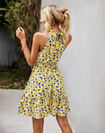 Robe Jaune Courte Fleurie - Vignette | Dame Fleur