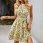 Robe Jaune Courte Fleurie - Vignette | Dame Fleur