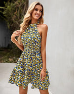 Robe Jaune Courte Fleurie - Vignette | Dame Fleur