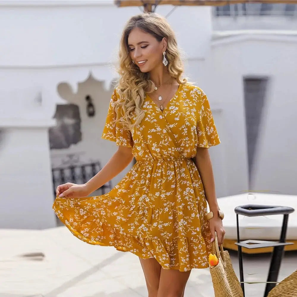 Robe Jaune Fleurie | Dame Fleur