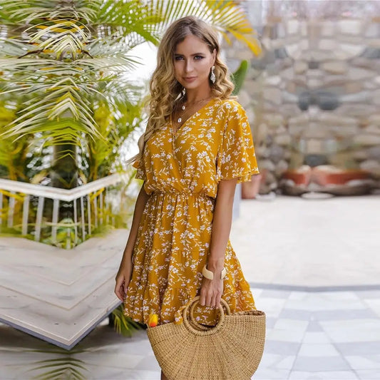 Robe Jaune Fleurie | Dame Fleur