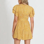 Robe Jaune Fleurie Courte - Vignette | Dame Fleur