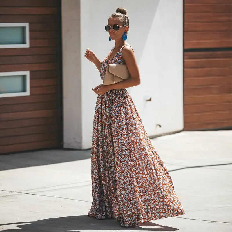 Robe Longue à Fleurs Style Boho | Dame Fleur