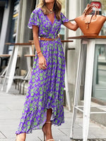 Robe Longue Asymétrique Fleurie - Vignette | Dame Fleur