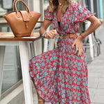 Robe Longue Asymétrique Fleurie - Vignette | Dame Fleur
