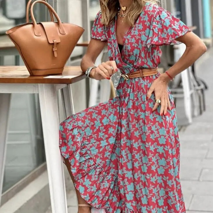 Robe Longue Asymétrique Fleurie | Dame Fleur