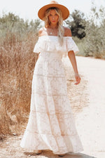Robe Longue Blanche Champêtre - Vignette | Dame Fleur