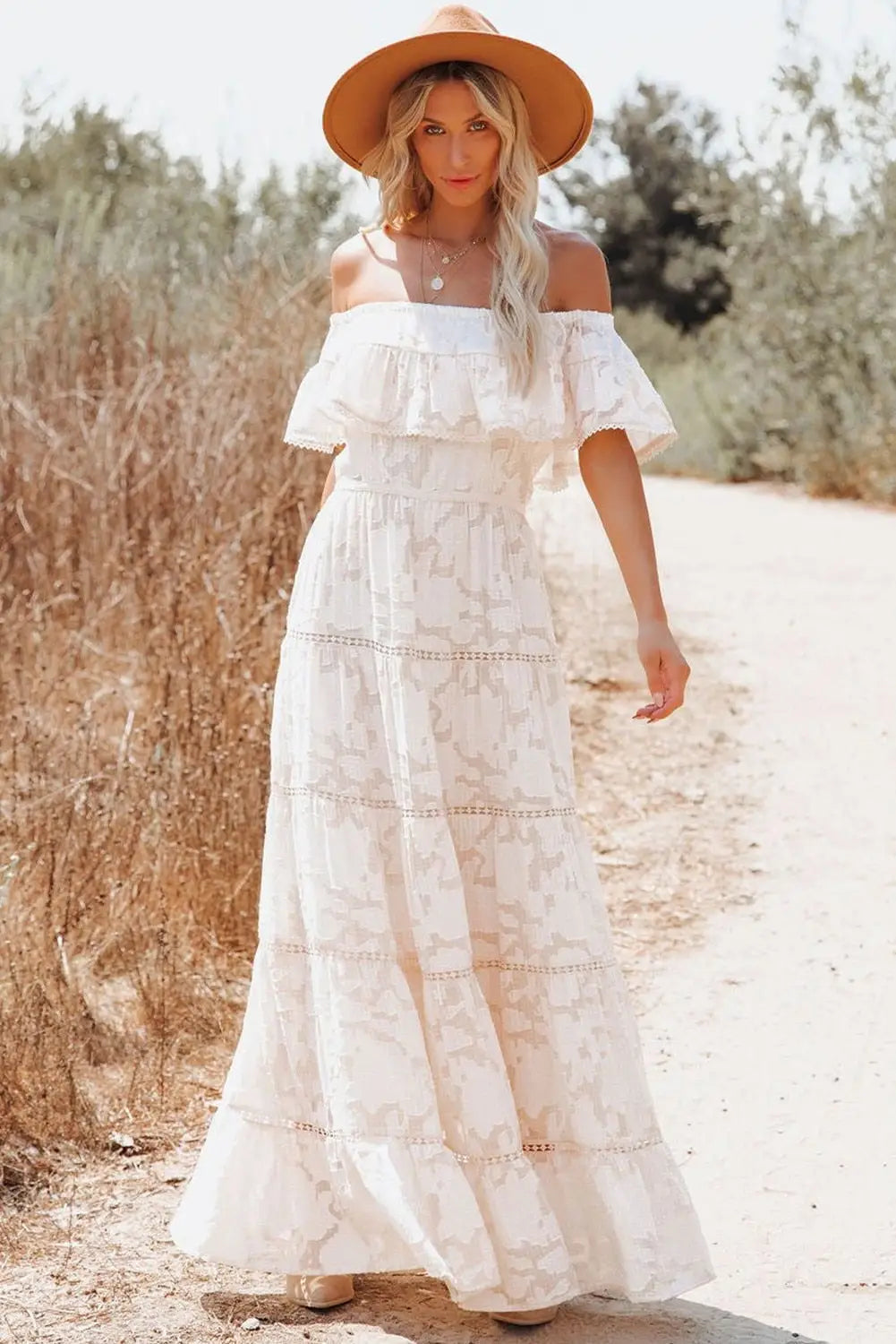 Robe Longue Blanche Champêtre | Dame Fleur