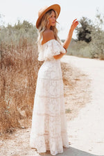 Robe Longue Blanche Champêtre - Vignette | Dame Fleur
