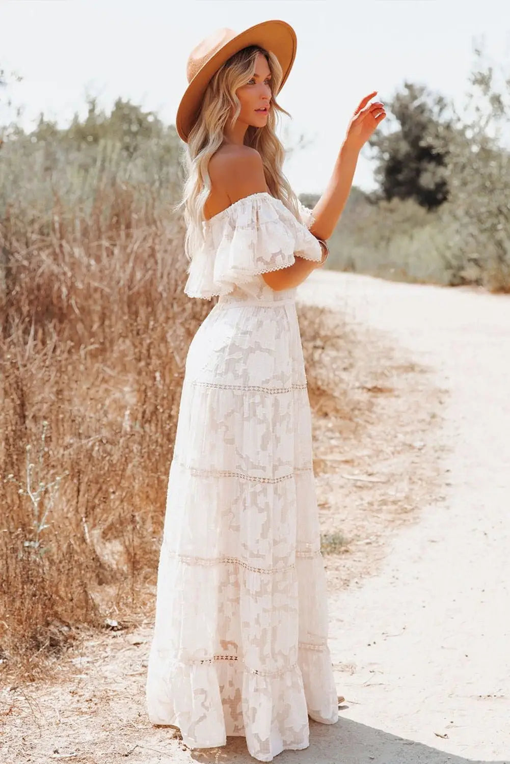 Robe Longue Blanche Champêtre | Dame Fleur