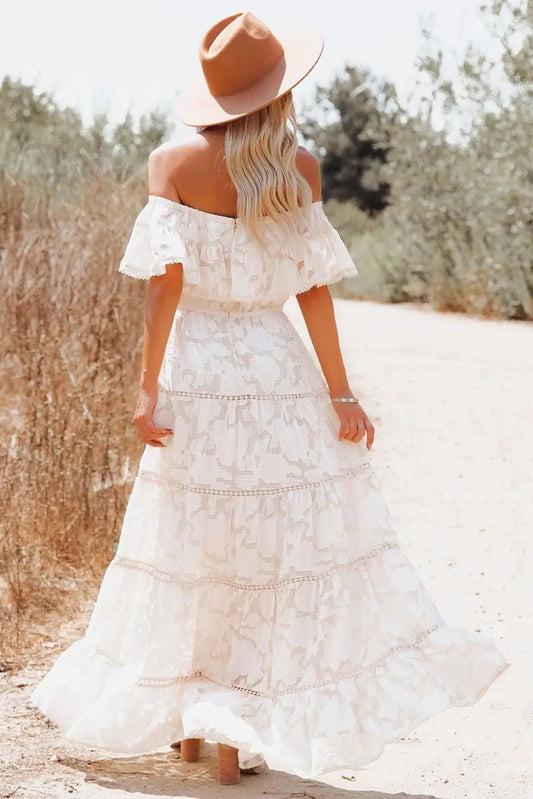 Robe Longue Blanche Champêtre | Dame Fleur