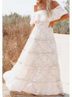 Robe Longue Blanche Champêtre - Vignette | Dame Fleur
