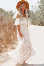 Robe Longue Blanche Champêtre - Vignette | Dame Fleur