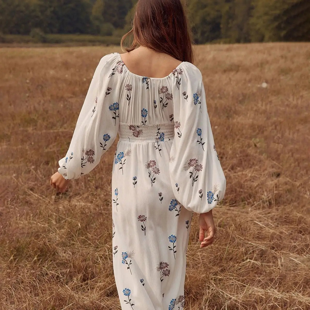 Robe Longue Blanche Fleurie | Dame Fleur