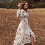 Robe Longue Blanche Fleurie - Vignette | Dame Fleur