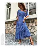 Robe Longue Bleu Fleurie - Vignette | Dame Fleur