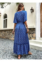Robe Longue Bleu Fleurie - Vignette | Dame Fleur