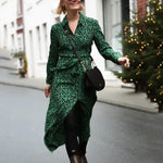 Robe Longue Chemise Verte Fleurie - Vignette | Dame Fleur