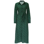 Robe Longue Chemise Verte Fleurie - Vignette | Dame Fleur