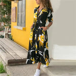 Robe Longue Col Chemisier Fleurie - Vignette | Dame Fleur