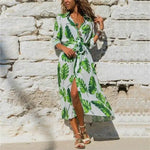 Robe Longue Col Chemisier Fleurie - Vignette | Dame Fleur