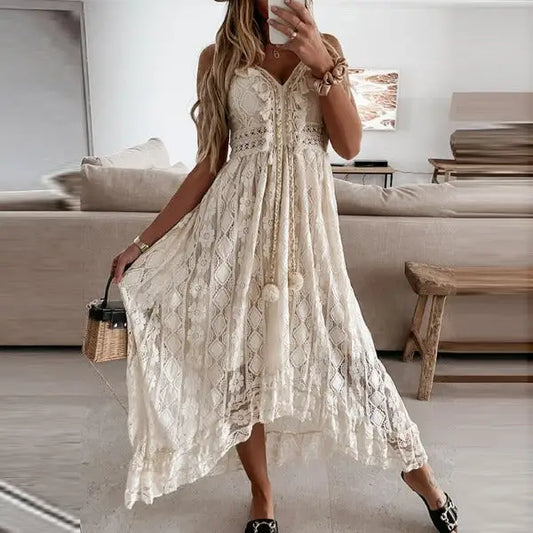 Robe Longue Dentelle Fleurie | Dame Fleur