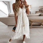Robe Longue Dentelle Fleurie - Vignette | Dame Fleur