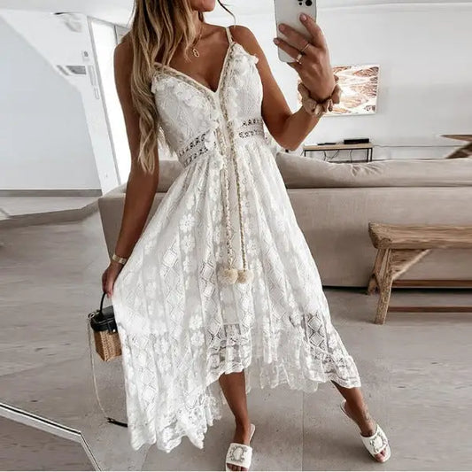 Robe Longue Dentelle Fleurie | Dame Fleur