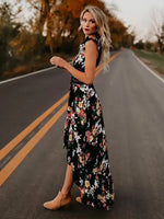 Robe Longue Dos Nu à Dentelle Fleurie - Vignette | Dame Fleur