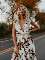 Robe Longue Dos Nu à Dentelle Fleurie - Vignette | Dame Fleur
