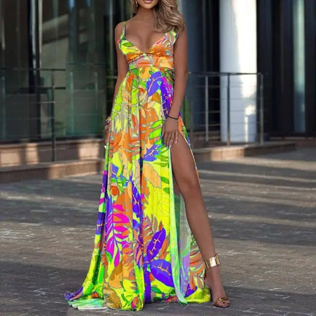 Robe Longue Fendue Eté | Dame Fleur