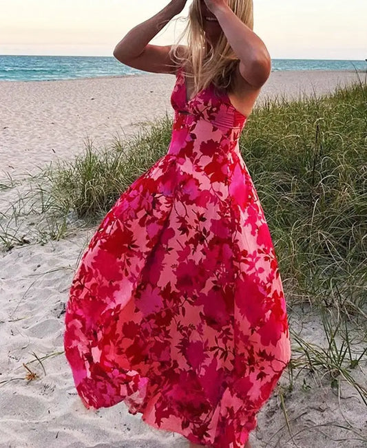 Robe Longue Fleurie à Bretelle | Dame Fleur