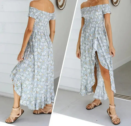 Robe Longue Fleurie Asymétrique | Dame Fleur