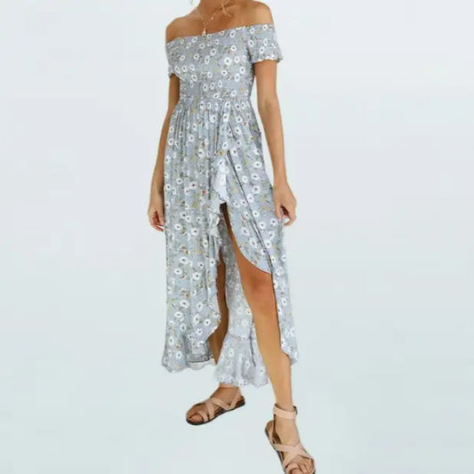 Robe Longue Fleurie Asymétrique | Dame Fleur