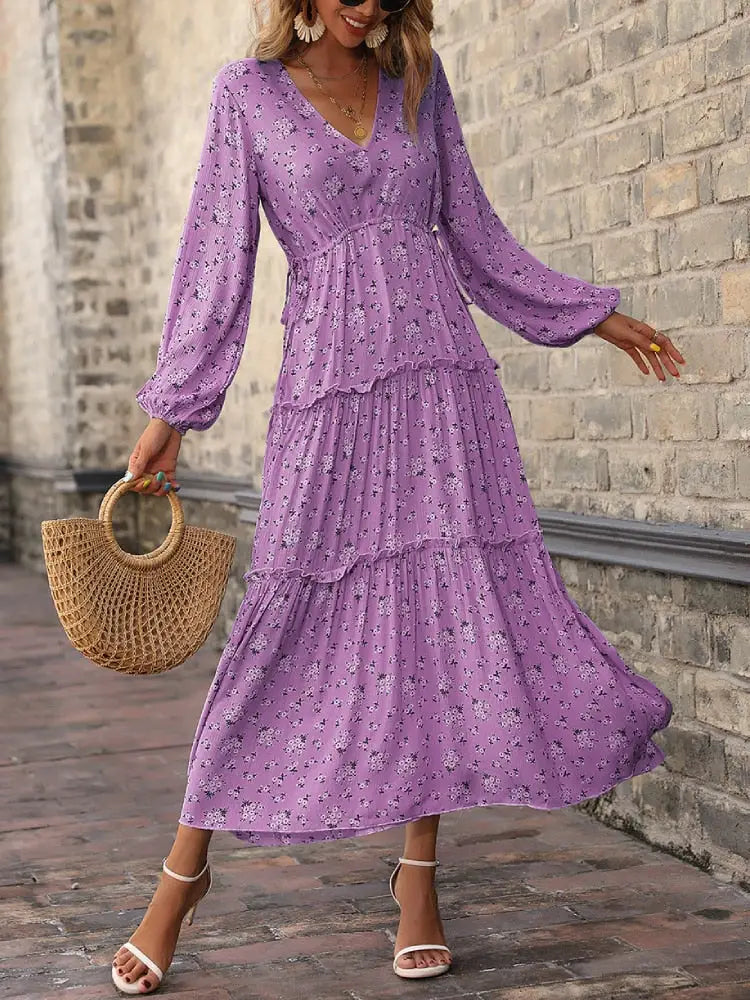 Robe Longue Fleurie Automne | Dame Fleur