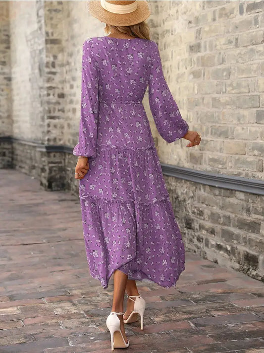 Robe Longue Fleurie Automne | Dame Fleur