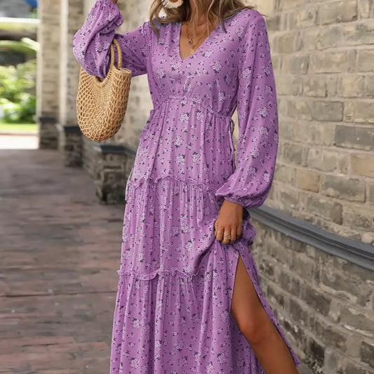 Robe Longue Fleurie Automne | Dame Fleur