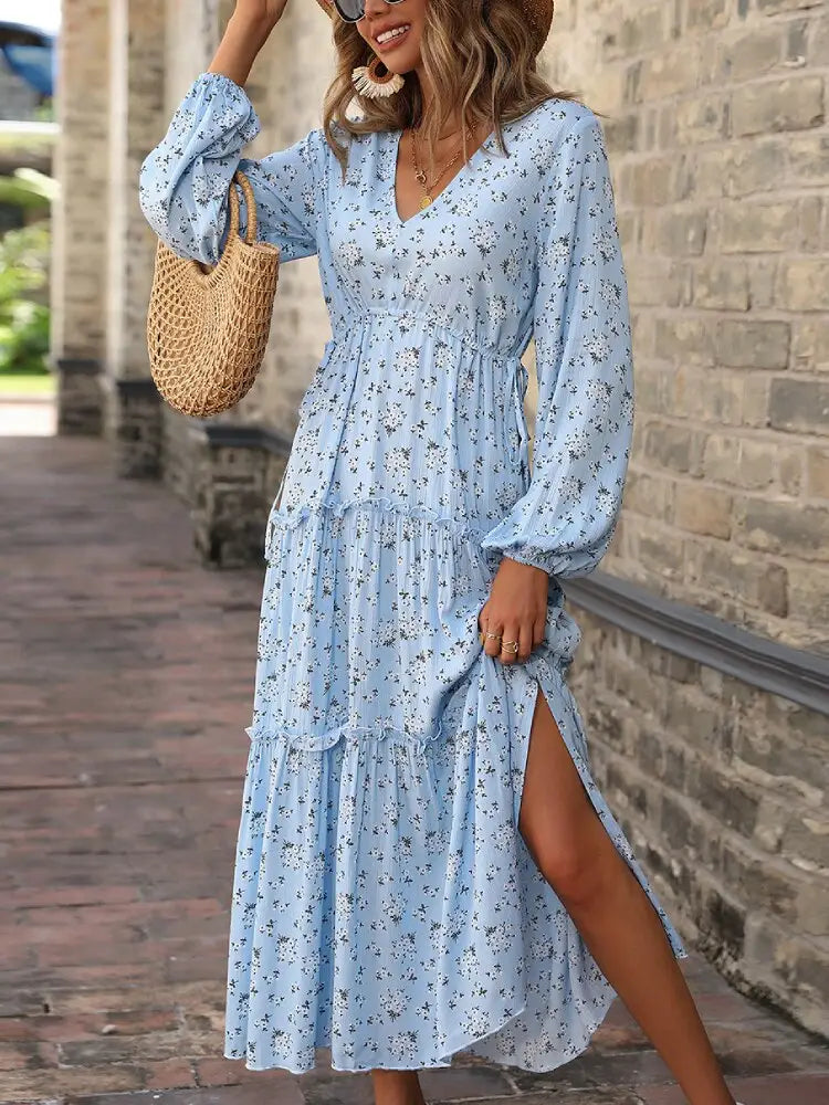 Robe Longue Fleurie Automne | Dame Fleur