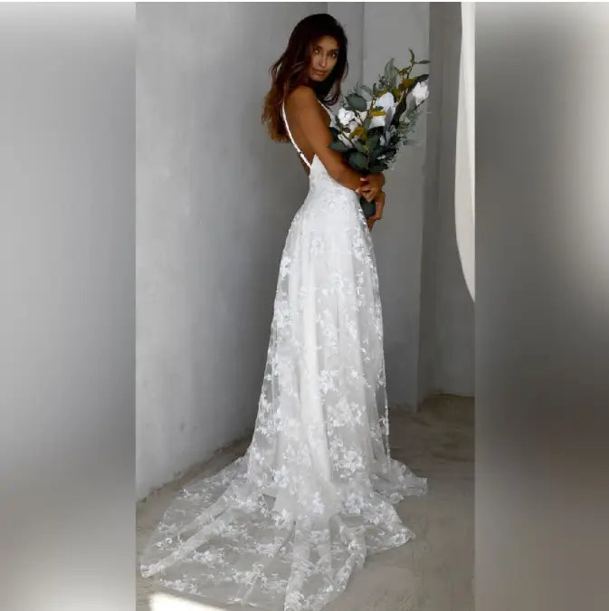 Robe Longue Fleurie avec Broderie | Dame Fleur