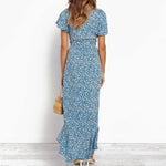 Robe Longue Fleurie Bleue - Vignette | Dame Fleur