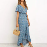 Robe Longue Fleurie Bleue - Vignette | Dame Fleur