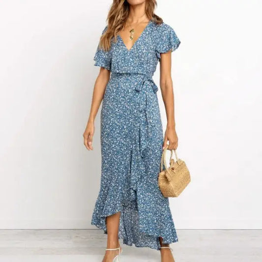 Robe Longue Fleurie Bleue | Dame Fleur