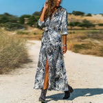 Robe Longue Fleurie Boutonnée Devant - Vignette | Dame Fleur