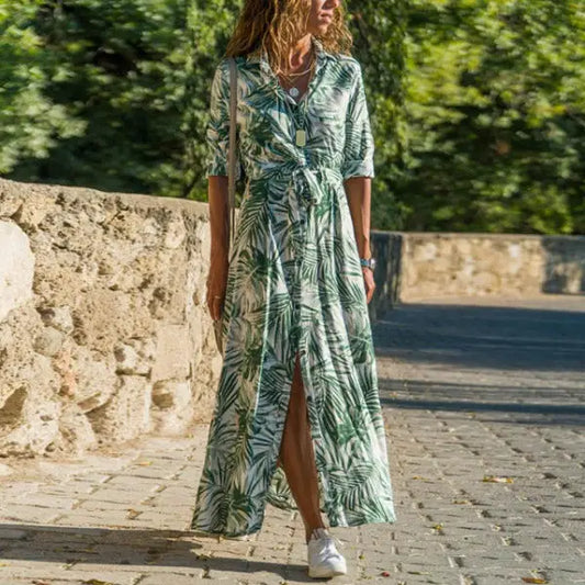 Robe Longue Fleurie Boutonnée Devant | Dame Fleur