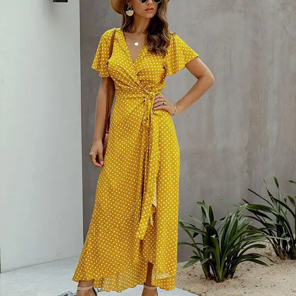 Robe Longue Fleurie Cache Coeur | Dame Fleur