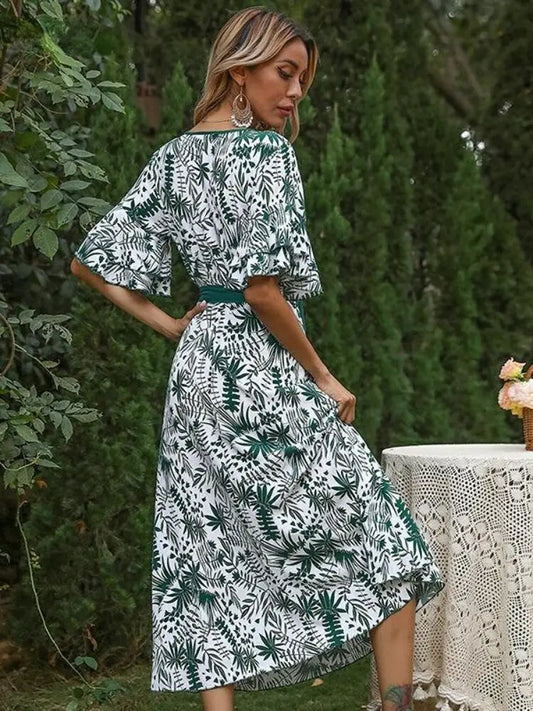 Robe Longue Fleurie Ceinturée | Dame Fleur